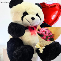 Maxi Panda con flores y globo
